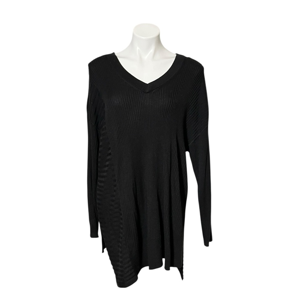 Kaari Blue Curvy Asymmetrical Hem Tunic Sweater Size 2X